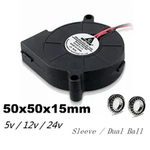 Gdstime 2 Pcs DC 24V 12V 5V 5015 Blower Cooling Fan Two Ball Bearing 50mm x 15mm 2Pin Centrifugal Turbo Cooler 5cm 50x15mm