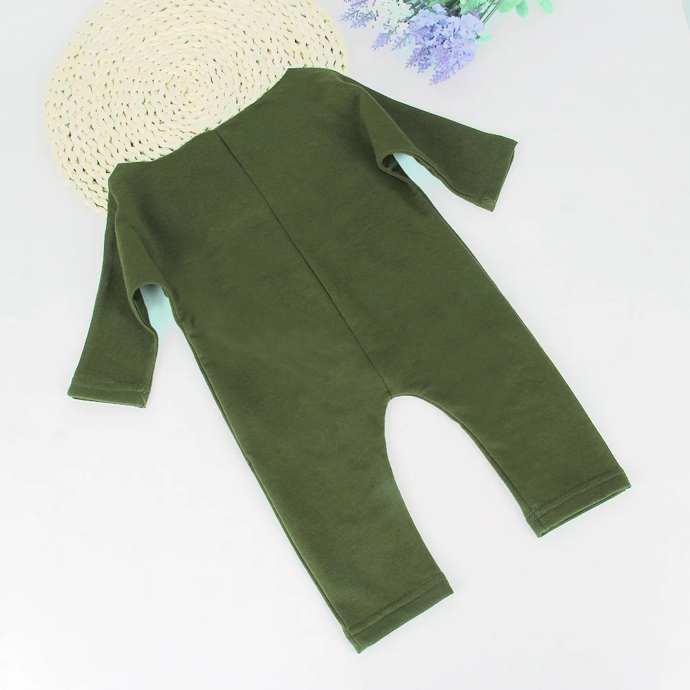 Комбинезоны для маленьких девочек, армейский зеленый весенний комбинезон с вырезом лодочкой, повседневный комбинезон с длинными рукавами для новорожденных мальчиков, одежда Balman, для детей от 6 до 24 месяцев