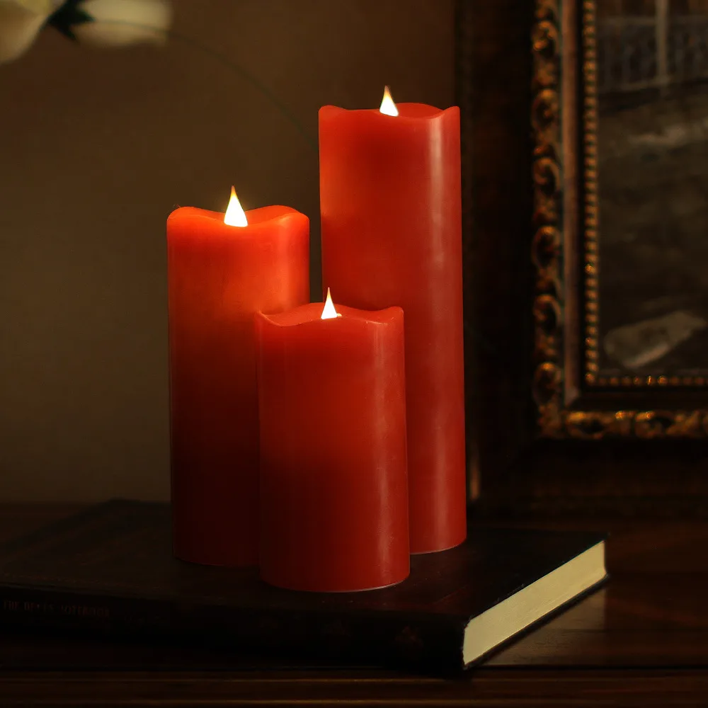 Remote Control 3D Moving Flame Led Candle with Timer, Battery Operated