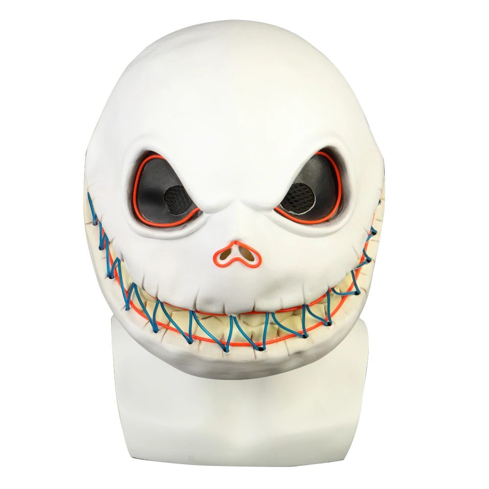 

Halloween Jack Skellington Skull Luminous Mask Latex Adult Nightmare Before Christmas Mask Unisex Halloween Party Prop