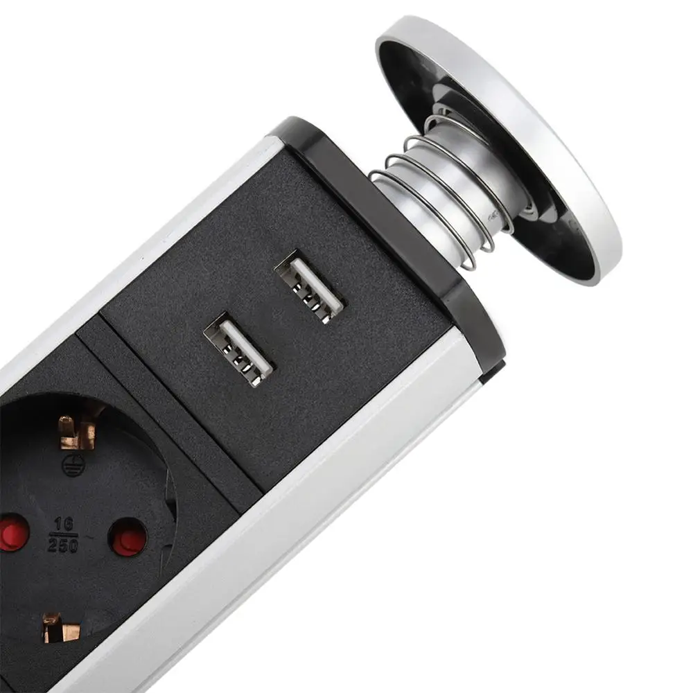 Выдвижные электрические 3/4 штепсельные розетки, 2 USB розетки, розетка питания, кухонная настольная розетка для столешницы, столешница, розетка ronde