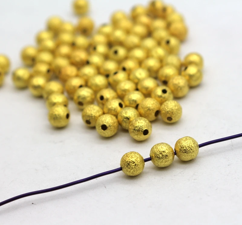 

50 pcs / Lot 6mm Gold color Silver Plated Beads Stardust Beads To Do Jewerly