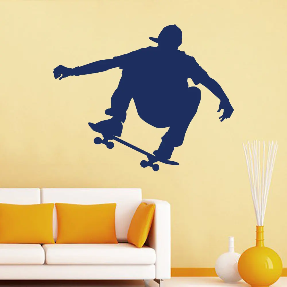 

Skateboarder Wall Decals Removable Mural Sport Art Vinyl Stickers Gym Nursery Kids Living Room Home Decor Mural YO-141