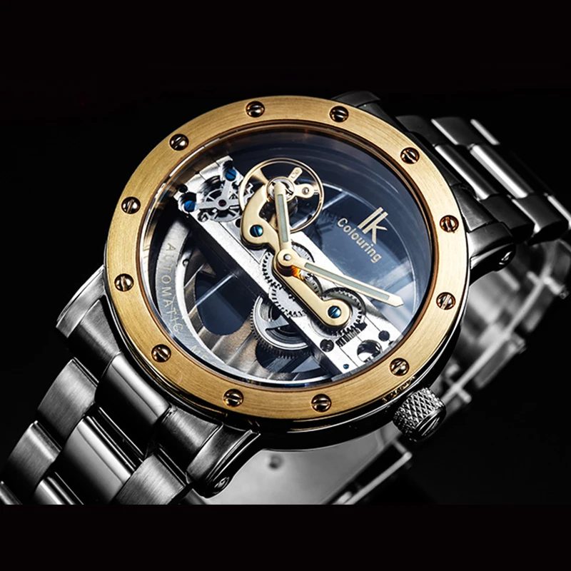 Ik Colouring Skeleton Watch Full Steel Self winding Mechanical Watch ...