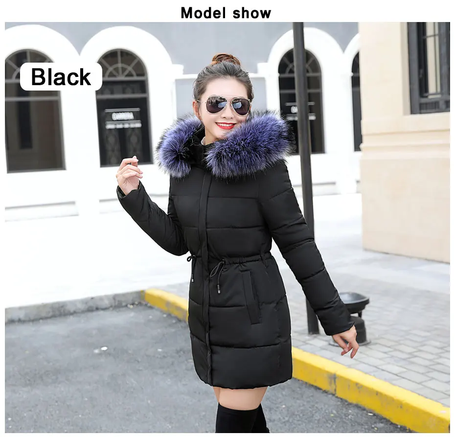 Зимняя куртка женская плюс размер 3XL теплая пуховая парка Длинная женская Повседневная тонкая куртка пальто с капюшоном на молнии плотное пальто Верхняя одежда