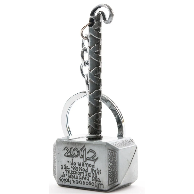 

1 PCS Marvel Avengers Thor's Hammer Mjolnir Keychain New Pewter Keyring Toy Thor Chain Ring Key Men Jewelry Fans Accessory