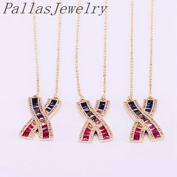 

8Pcs NEW fashion Multi Colorful CZ Zirconia Pendant Sparking Women Necklaces