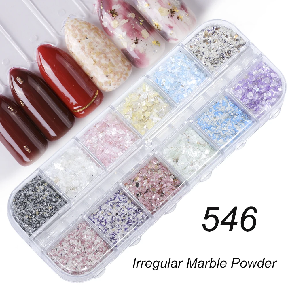 كامل الجمال 12 شبكات/مجموعات مسمار مجموعة ترتر براقة مختلط مرآة/Meramid/السكر جولة DIY فليك مسمار الفن زينة CH067