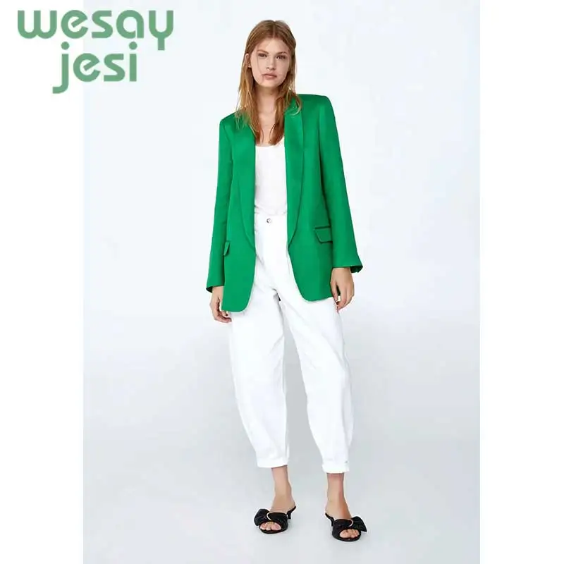 2019 Hot Sale green Women Blazer Jackets New Spring Autumn Casual Office Women Suits Slim Solid Female Jacket