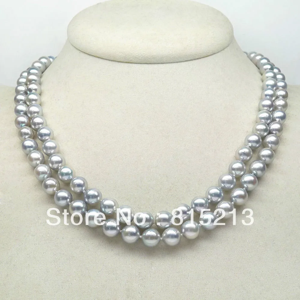 

ddh001566 BEAUTIFUL!2ROWS 7-7.5MM GRAY JAPAN AKOYA PEARL NECKLACE 18.4INCH 14KGP GOLD CLASP 28% Discount
