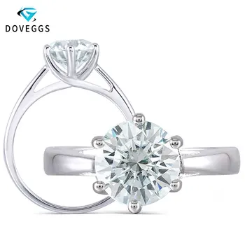 

DovEggs Slight Blue 2ct 8mm Moissanite Engagement Ring For Women Thick Sterling Solid 925 Silver Classic Wedding Ring