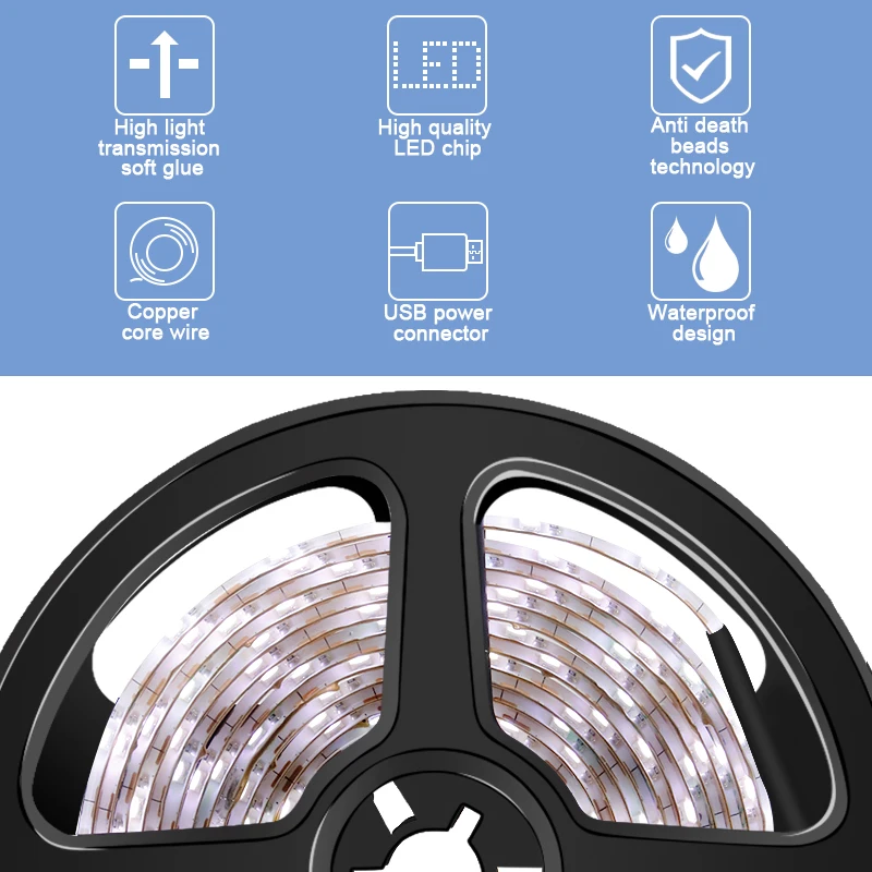 DC5V USB светодиодный настенный светильник Гибкая Водонепроницаемая светодиодная