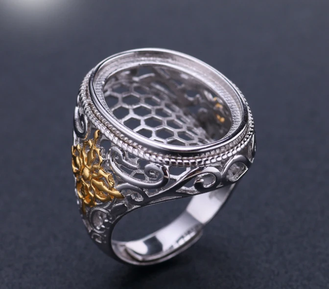 

17*21mm 925 STERLING SILVER Semi Mount Bases Blanks base blank Pad VINTAGE rings ring Setting jewelry findings men DIY A2242