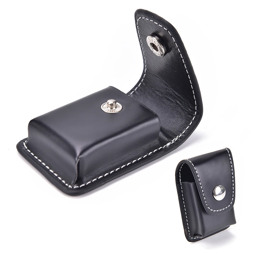Men Lighter Cigarette Lighter Holder Bag Small Box Case For Zippo Super Match High Leather Cover Windproof Black Bag