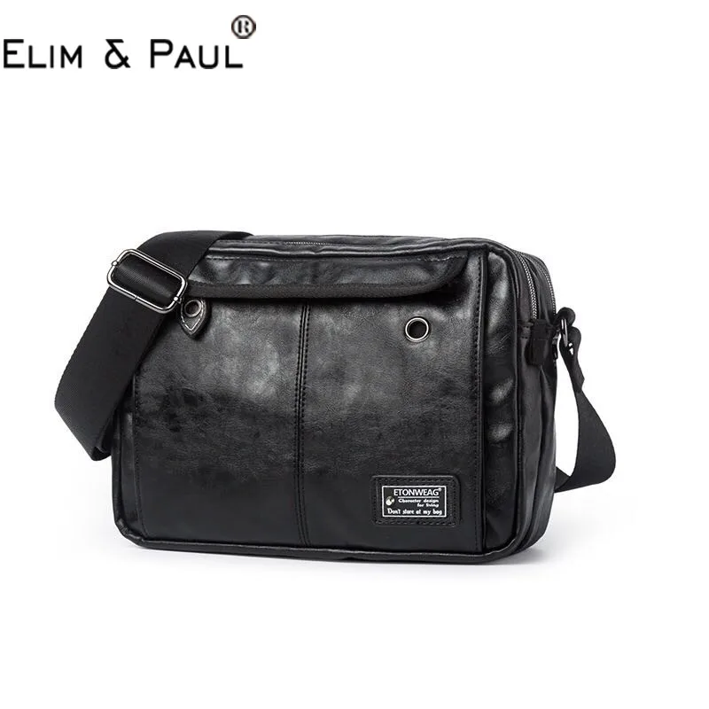 

Fashion Casual Men Crossbody Bag for Messenger Leather Shoulder School Bags Vintage Black Man Business Waterproof Handbags