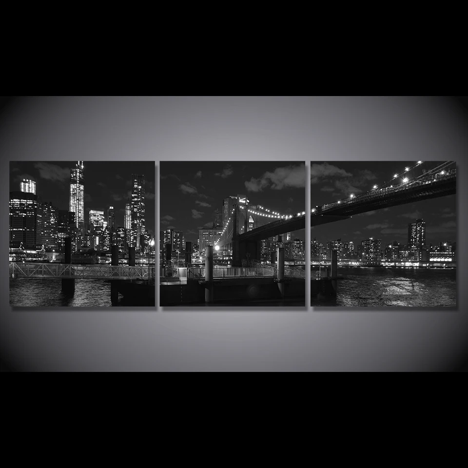 Canvas Paintings Living Room Home Decor HD Prints 3 Piece Brooklyn Bridge