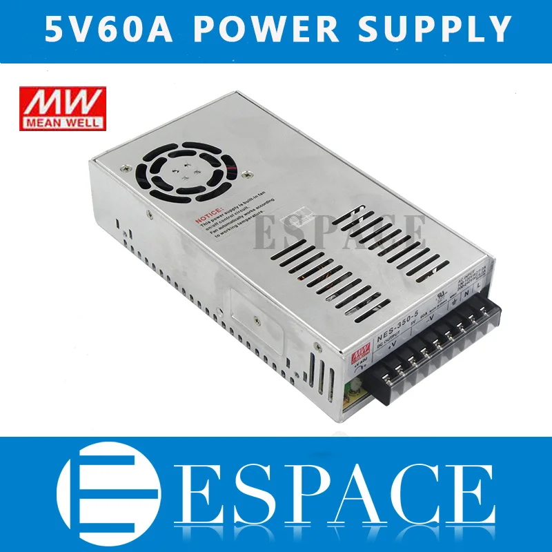 

Mean well 5V 60A 300W Switching Power Supply Driver for LED Strip AC 100-240V Input to DC 5V free DHL