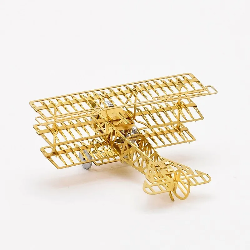 1/160 Fokker DR.1 триплан Красный Барон масштаб латунь травленая модель комплект самолет 3D DIY металлическая головоломка Миниатюрная игрушка хобби для взрослых - Цвет: Золотой