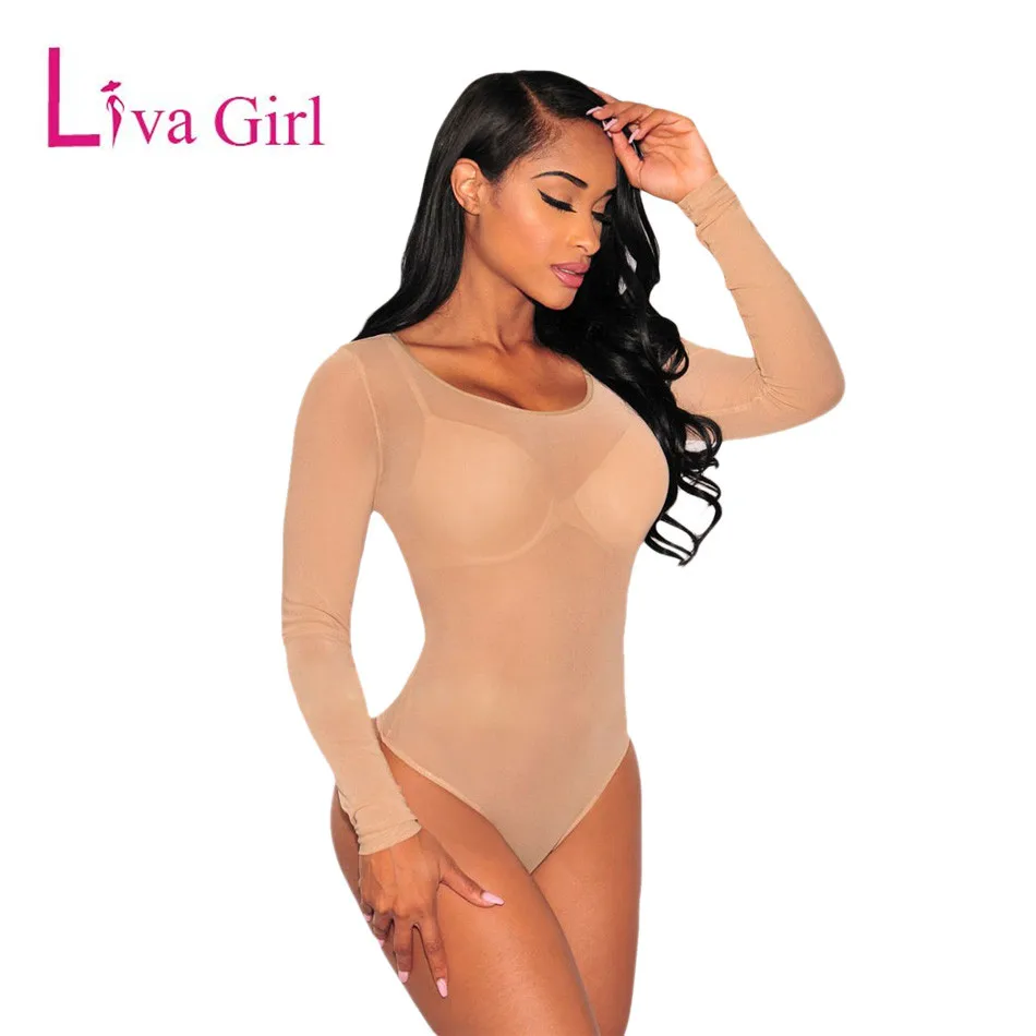 Liva فتاة مثير نادي حللا ارتداءها النساء شبكة ارتداءها السروال القصير ثوب بودي كون الخريف طويلة الأكمام شير س الرقبة داخلية