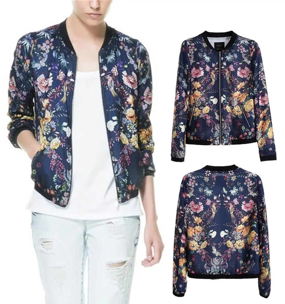 2013 New ZA Fashion Women's Stand Collar Blue Bottom Big Flower Floral