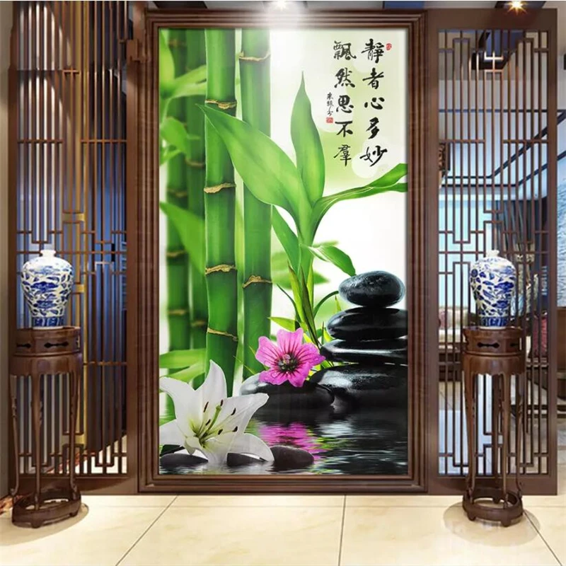 

wellyu papel de parede Custom wallpaper 3d living room murals serenity Zhiyuan bamboo porch aisle wall papers home decor mural