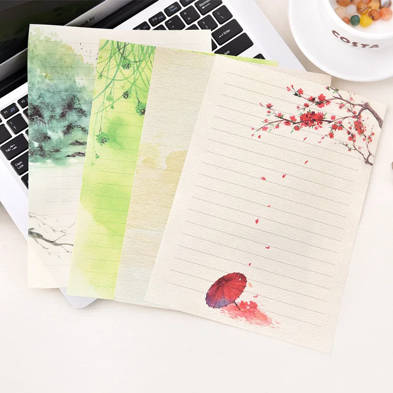 

8 Pieces / Set of Vintage Paper Envelope Letter Paper Set Chinese Style Poetry Rhyme Letter Paper Invitation Stationery Paper