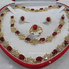 Великобритания девушка с самоцветами женские красные серьги с драгоценным камнями браслет ожерелье кольцо золотое