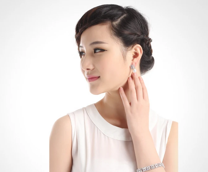 Женские серьги гвоздики с жемчугом фианитом и жемчугом|pearl stud earrings|fashion earringsstud