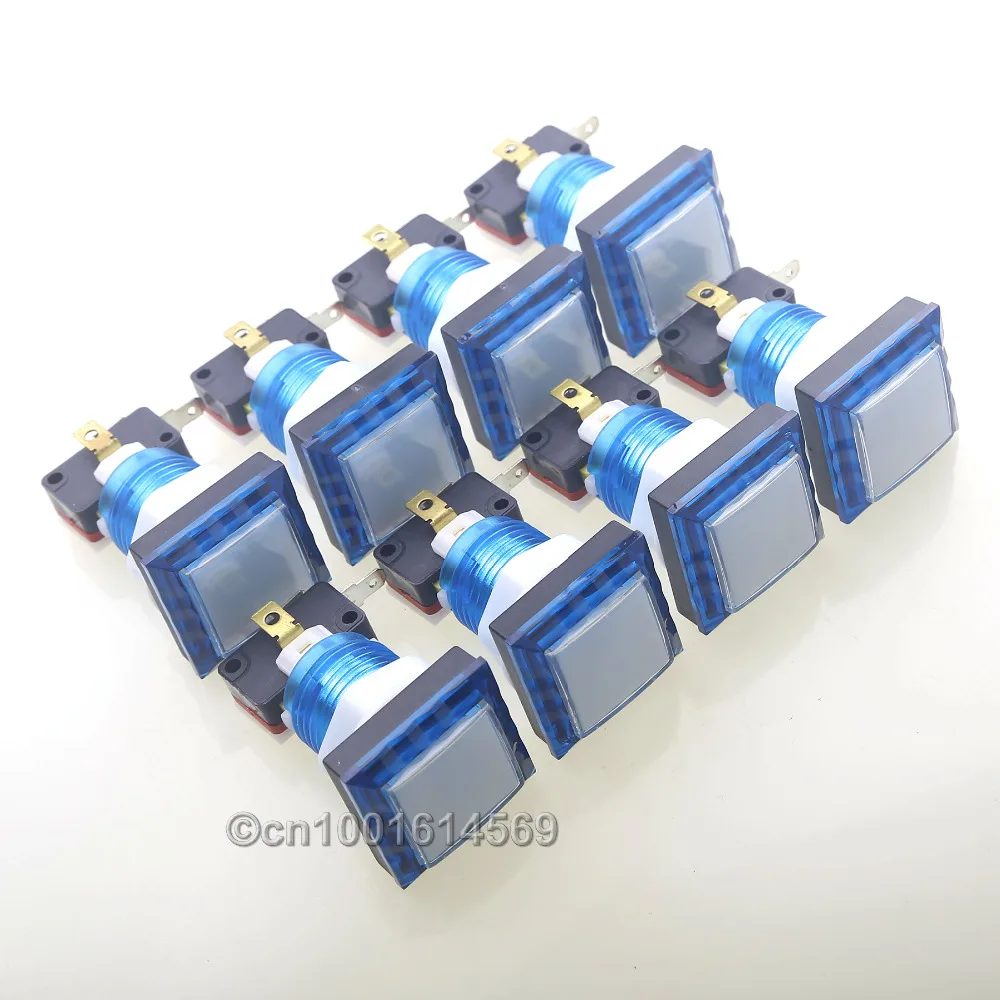 

Reyann 8pcs/lot 34mm Arcade Game LED Illuminated Light Angular Square Push Button For Marvel vs Street fighter Game & MAME -Blue