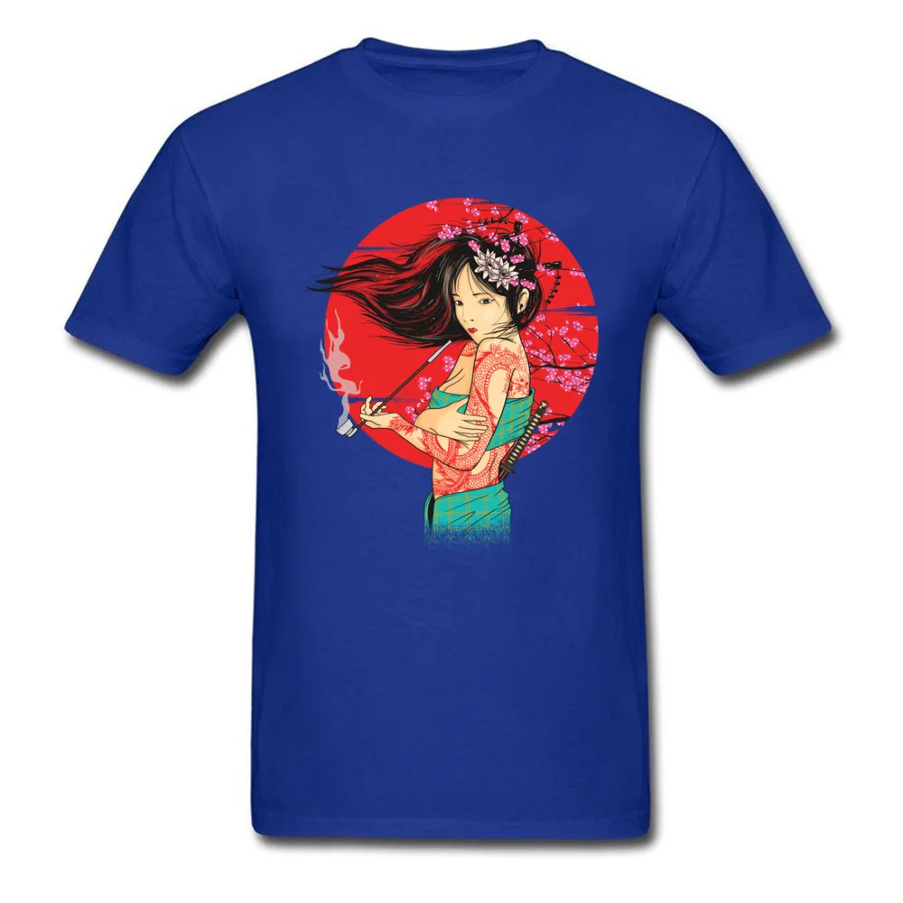 Unique The geisha T Shirts Company Lovers Day Short Sleeve O-Neck Tops Shirts 100% Cotton Men Custom T Shirt Wholesale The geisha blue