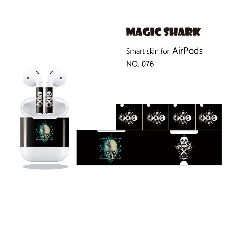 Чехол Magic Shark с стикером для наушников Apple Airpods пленка 076-085 | Мобильные телефоны и