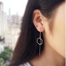 Smjel модный простой геометрический шестигранный серьги-гвоздики для женщин Длинная цепочка серьги подружки невесты ювелирные изделия Прямая поставка SYED103