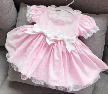 

Baby princess dress toddler summer dresses pink cotton white lace kids dress