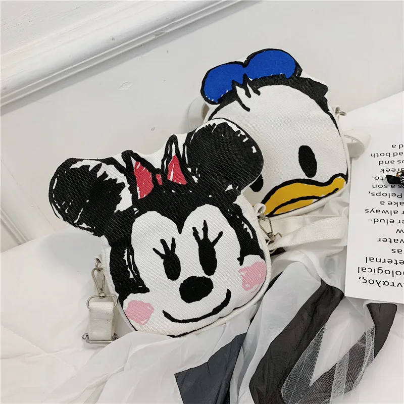 Disney Микки Маус Красивая парусиновая сумка леди детская мультяшная Повседневная модная сумка на плечо Месседжер-сумка для девочек Минни Дональд Дак