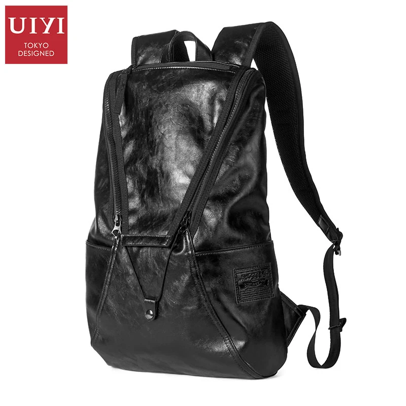 Best UIYI 14 inch laptop backpack anti theft waterproof shoulder back bag PVC eco leather black backpack male school bag for women