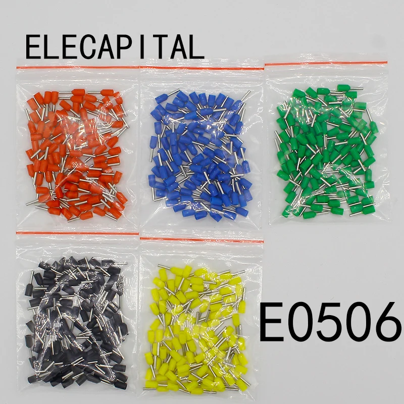 E0506 трубки Изоляционные изолированные клеммы 0.5MM2 кабель провод разъема 100 шт./упак. изоляционные обжимной терминал разъем для электронных сигарет
