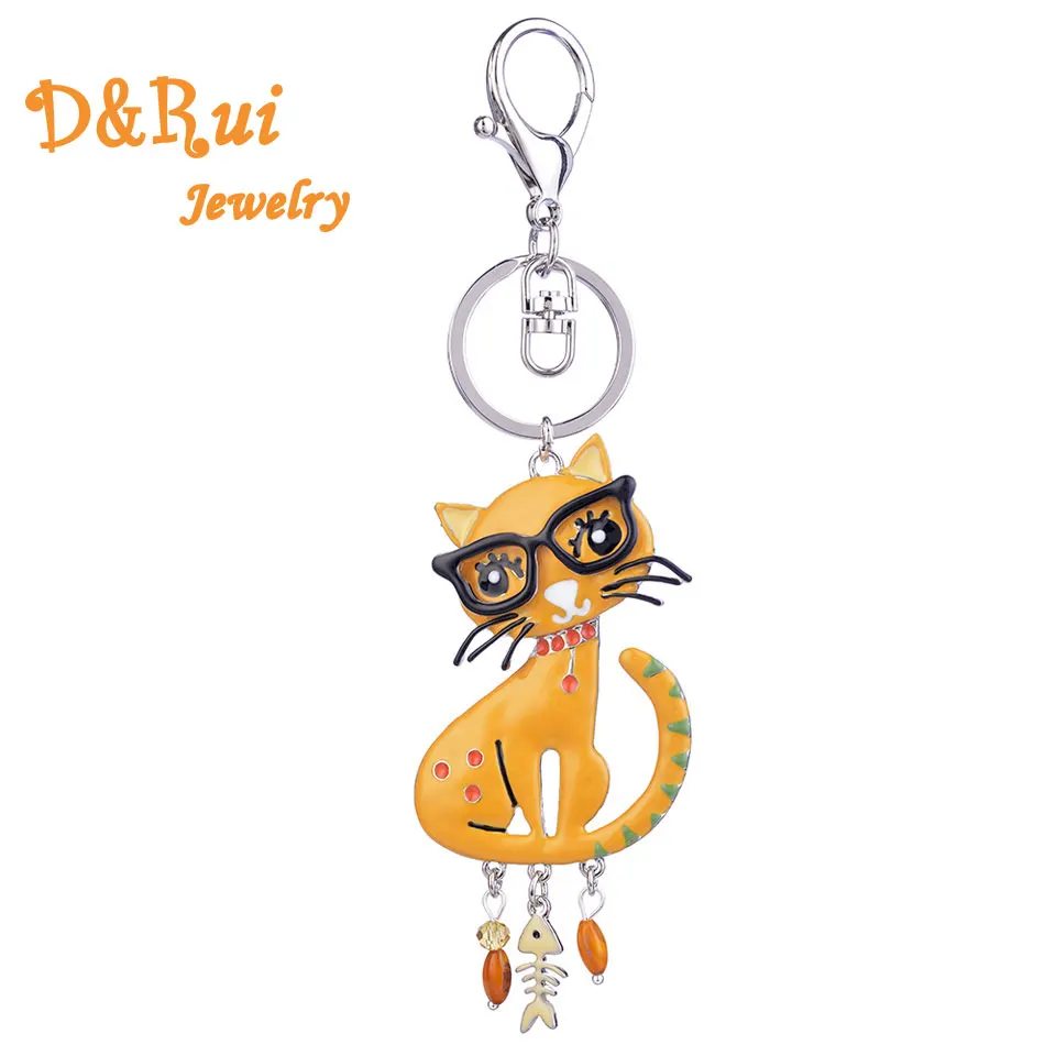 

Enamel Alloy Cat Key Chain Woman Key Ring Girl Bag Charm Keychain Pendant Jewelry Keychains for Women Car HandBag Accessories