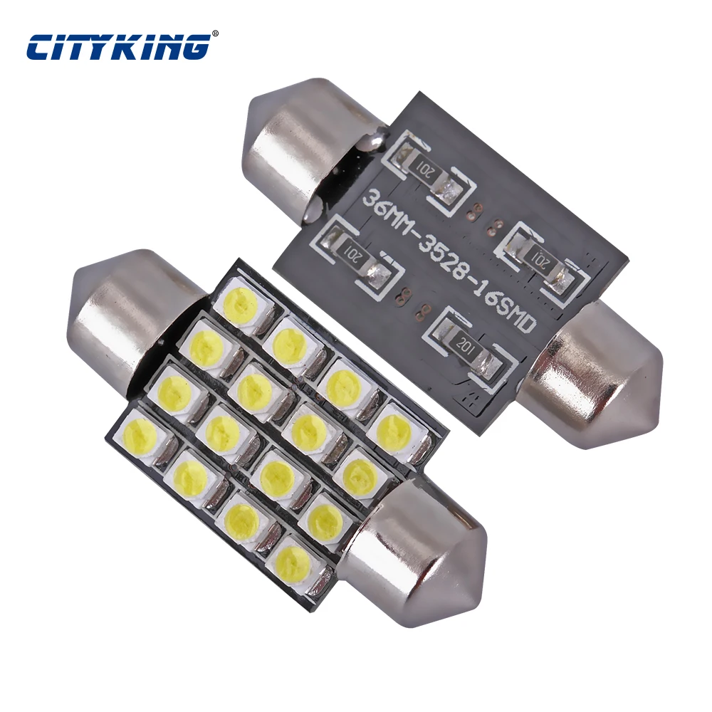 

car led dome light 36mm 39mm 41mm 31mm 16LED 1210 3528 SMD Super White Festoon led Dome light Auto Car Bulb Lamp Free Shipping
