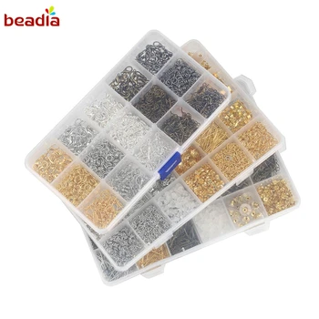 

15/24 Grid Rings/Lobster clasp/Hook/Torus/Needle/Clip/Earplugs Making Box Beads Kit For DIY Jewelry Findings