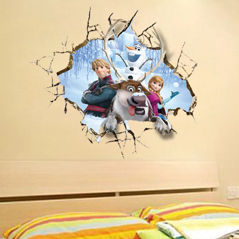 Elsa Anna Princess Frozen Wall Stickers For Kids Room Decoration Diy Cartoon Wall Mural Art Anime Posters Pvc Home Decals