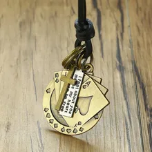Мужское Королевское ожерелье с подвеской в виде игральных карт, кожаное ожерелье с крестообразной биркой, изготовлено из металла, ювелирное изделие для клуба казино, регулируемое