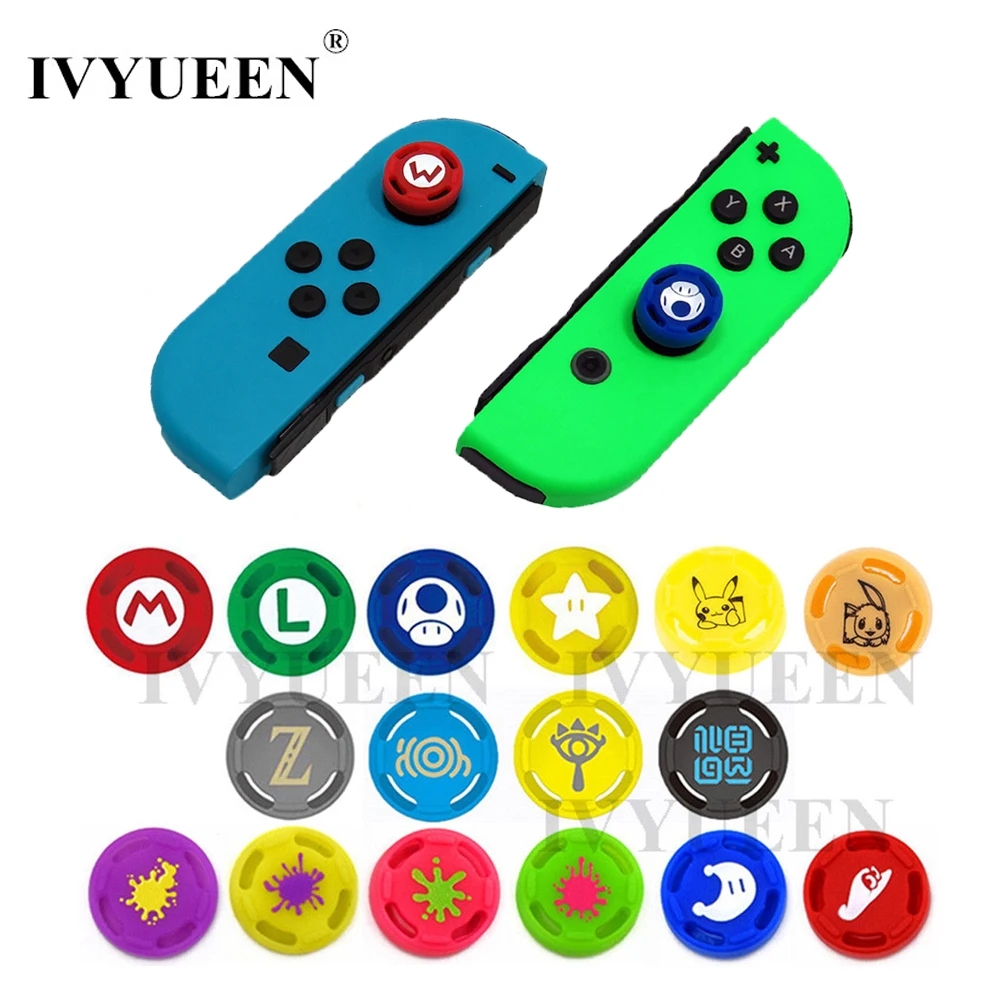 IVYUEEN 2 шт. аналоговые ручки для большого пальца колпачки для shand Switch Lite NS JoyCon ручка контроллера кожи для Joycons крышка джойстика