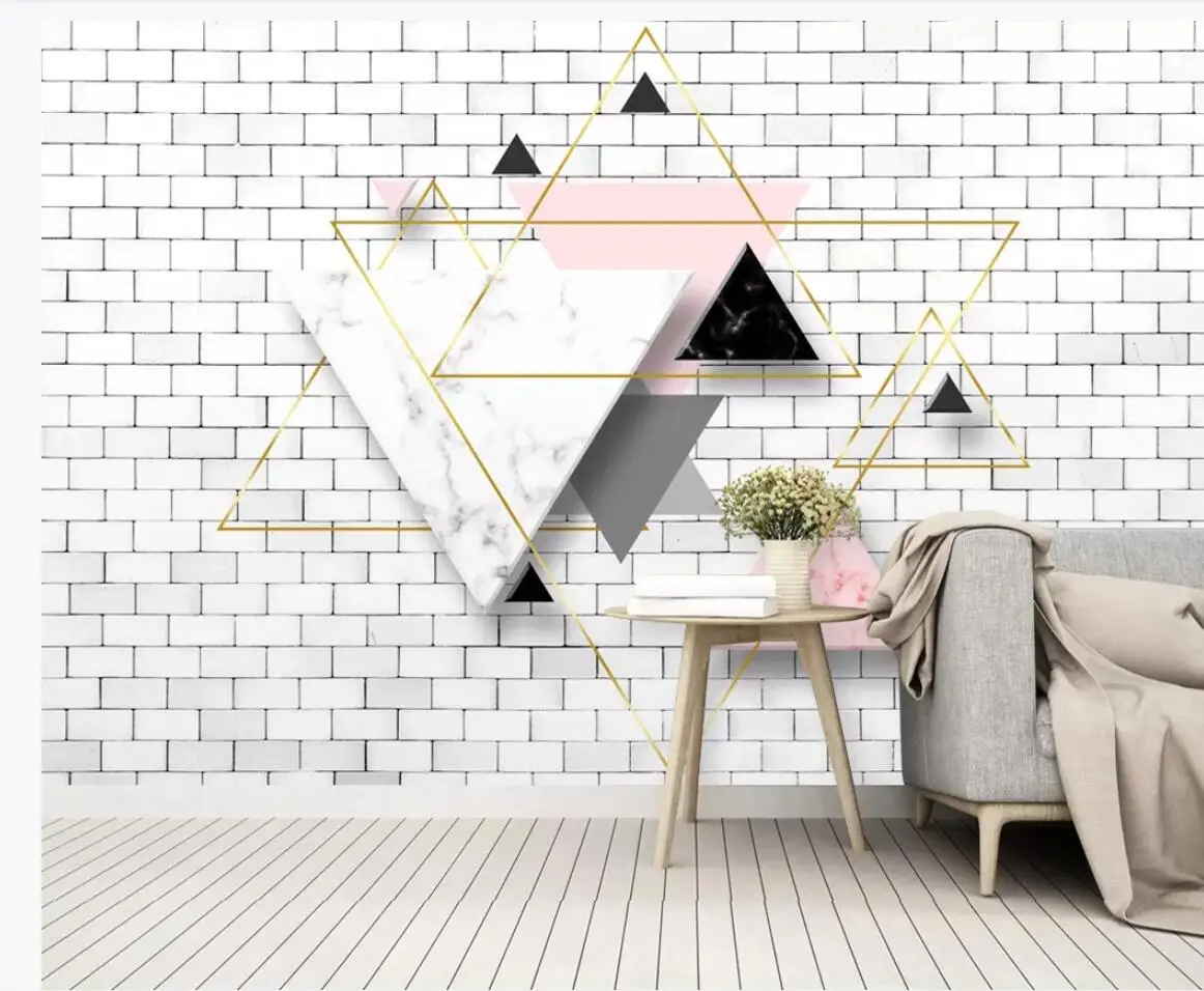 

Nordic 3D Wallpaper Murals Brick Abstract Geometric Triangel Canvas Print Wall Paper Roll Contact Custom Photo