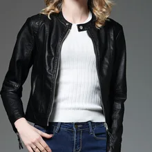 Хорошая новая весенняя куртка из искусственной мягкой кожи пальто на молнии с длинными рукавами женская короткая верхняя одежда из искусственной кожи мотоциклетная куртка черного цвета