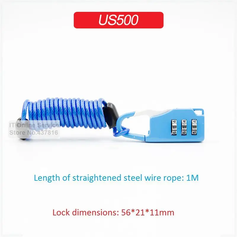 1PCS 3 Digit Combination Anti theft Password Padlock Backpacks Zipper Bags Padlock US500 + 1M