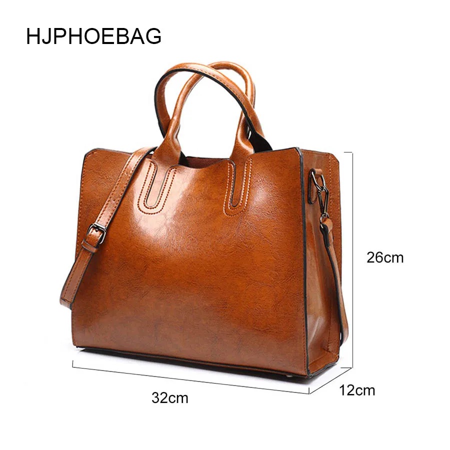 HJPHOEBAG جلد حقيبة يد فاخرة النساء أكياس سيدة حقيبة كبيرة مفتوحة من أعلى الإناث بو حقيبة كتف المرأة حقيبة ساعي بولسا الأنثوية YC001