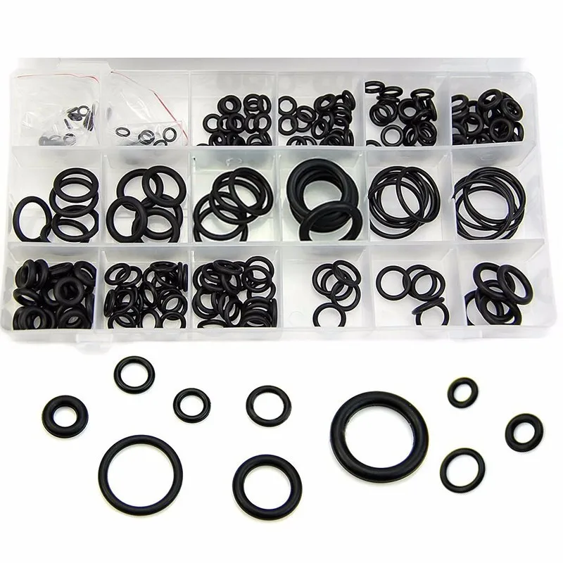 225pcs/lot Black Rubber O Ring Gasket 18 Sizes Rubber Washer Auto Air