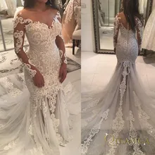 Винтажное кружевное свадебное платье русалки, индейка Vestido de Novia, жемчужное кружевное прозрачное свадебное платье, сексуальное свадебное платье es