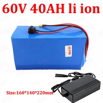 

GTK 60v 40ah li-ion battery pack with BMS 60v 40ah lithium for 3000w e-bike scooter bicycle motorcycle vehicle + 5A charger