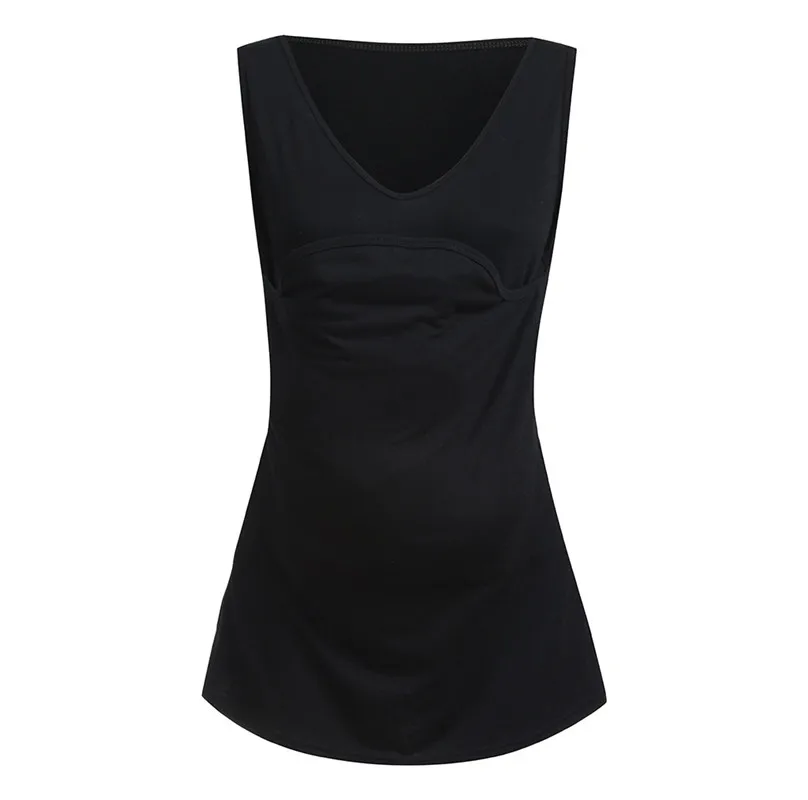 2019 new Women's Sleeveless Kangaroo Mommy Pocket Tops Breastfeeding T-Shirt Blouse Fashion  brief design #4A04 (7)